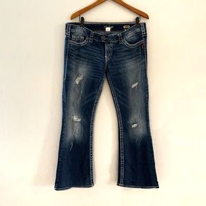 Women Silver Jeans Contrast Stitching Tuesday Boot